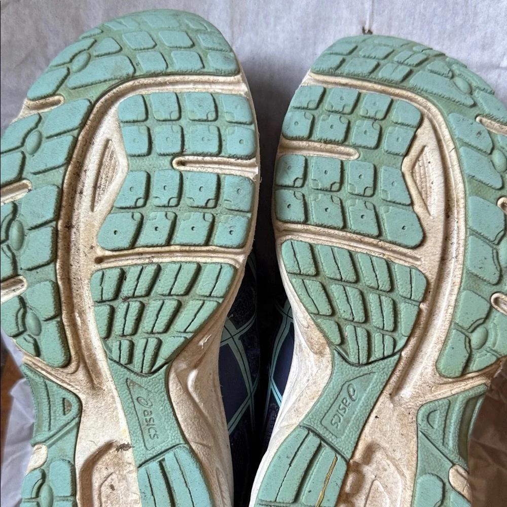 ASICS Navy and Magenta Kids Athletic Running Shoes